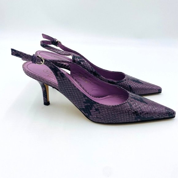 Coach Alena Snakeskin Purple Leather Pointy Slingbacks Heels Womens Size 6.5 B - Picture 6 of 12